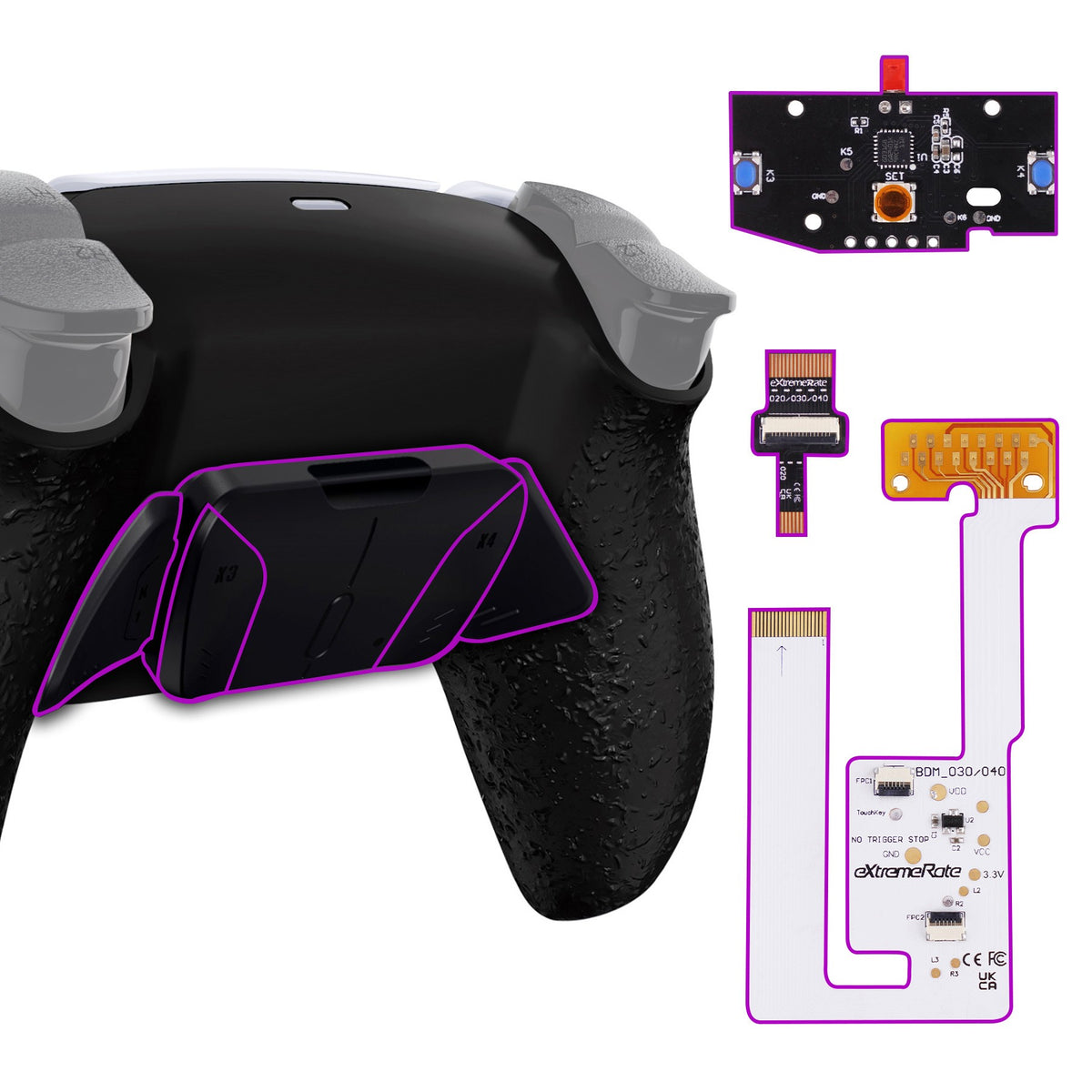 eXtremeRate Programable RISE4 V3 Remap Kit for ps5 Controller BDM-030/040/050, Upgrade Board & Redesigned Back Shell & Buttons