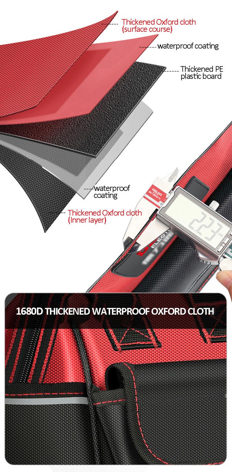 DELIXI ELECTRIC Tool Bag,Multifunctional Waterproof Storage Bags,Suitable for Electricians,Carpenters,Car Mechanics,Homeowners