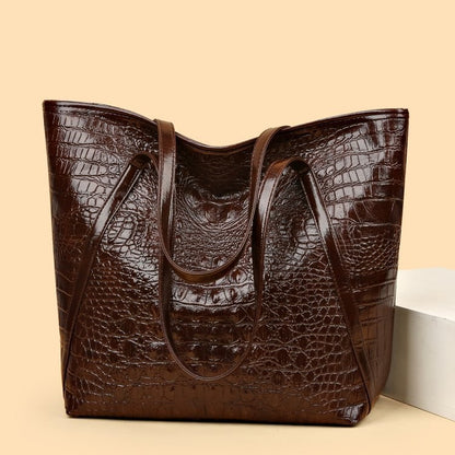 Stylish Women's Tote Bag, Retro Crocodile Pattern Handbag Shoulder Bag, Suitable for Shopping, Dating, Outings, Work Commuting
