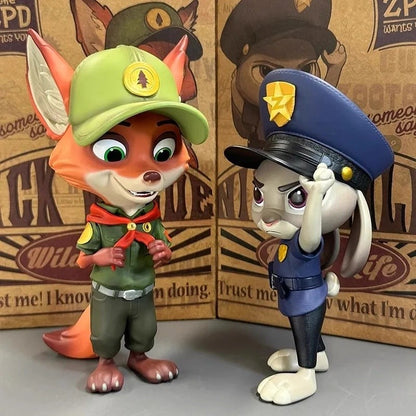 Zootopia Cute Cartoon Figures Young Nick Judy Desktop Ornament Doll Model Trendy Toy Computer Case Decoration Collectible Gift