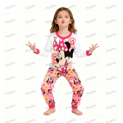 Autumn Winter 100 Cotton Full Sleeve Baby Minnie Mouse Pajamas Sets Children's Sleepwear Kids Pyjamas Pixar McQueen Kids Clothes