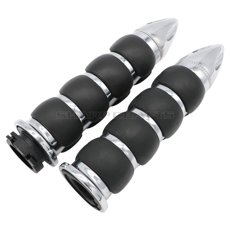 1" 25mm & 7/8'' 22mm Billet Rubber Flame Spike Hand Grips For Harley Honda Kawasaki Suzuki Yamaha  Bikes Cruiser Chopper Custom