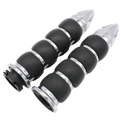 1" 25mm & 7/8'' 22mm Billet Rubber Flame Spike Hand Grips For Harley Honda Kawasaki Suzuki Yamaha  Bikes Cruiser Chopper Custom
