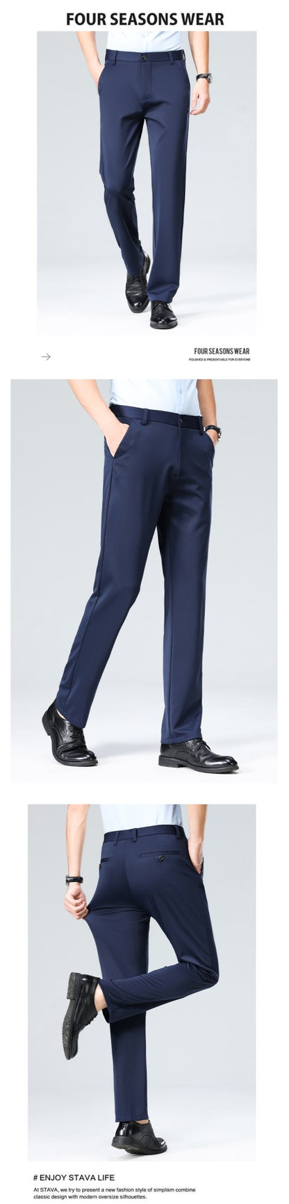 29-42 Men's Summer Pants Thin Straight Stretch Casual Pants with No Trace No Ironing Fabric Silky and Cool Feeling