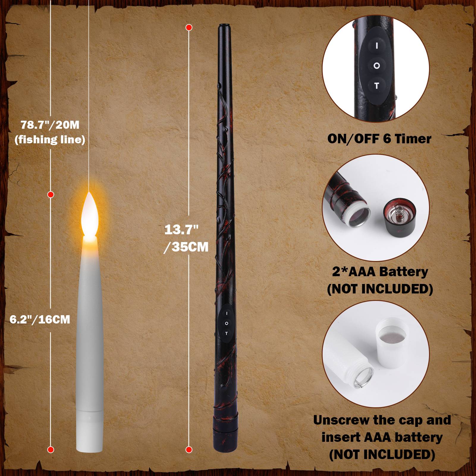 Flameless LED Taper Candles Christmas Tree Electric Candle Lights Mini Taper Clip-On Candles with Remote Timer for Wedding Decor