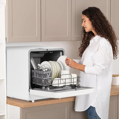 120V/900W Countertop Dishwasher, Portable Compact Dishwasher with Faucet & Manual Water Tank (5L), 6 Programs, Ideal for RV, Apartments, Small Kitchens