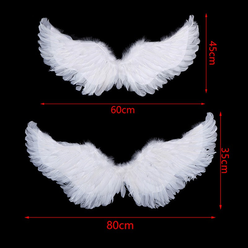 Asas Brancas de Anjo de Pena para Crianças e Adultos, Varinhas Mágicas, Acessório de Cabelo (Halo) para Cosplay, Alças Elásticas, Adereços de Casamento, Halloween e Aniversário