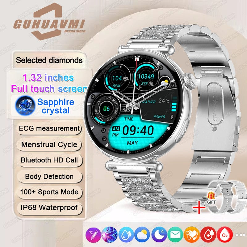 Women Smartwatch 1.32inch AMOLED Screen Call ECG Sport Watch Blood Pressure Micro physical examination AI dial Women Smart Watch