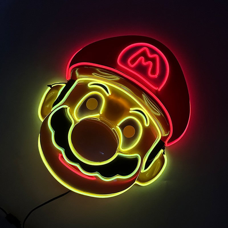 Funny Glowing Masquerade Disguise Mask Props Adult Kids Game Theme Cosplay Luminous Mask Carnival Neon Light Up Supplies