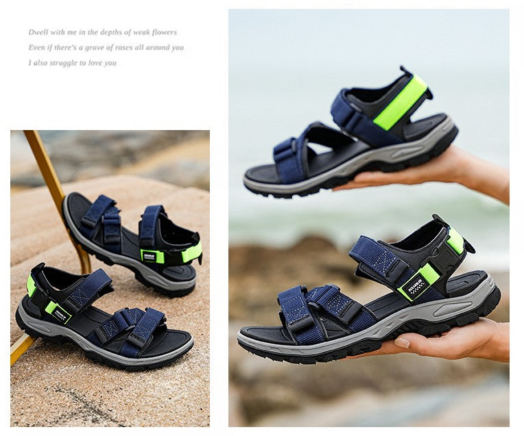 Flat Sandals Summer Mens Breathable Holidays Beach Shoes Open-Toe Outdoor Casual Travel Hiking Sandials