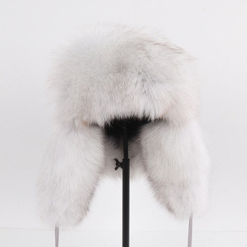 2025 Novo Chapéu Feminino Ushanka Russo de Pele de Raposa Natural Inverno Grosso Quente Orelhas Moda Chapéu Bomber Senhora Gorro Genuíno de Pele de Raposa Real