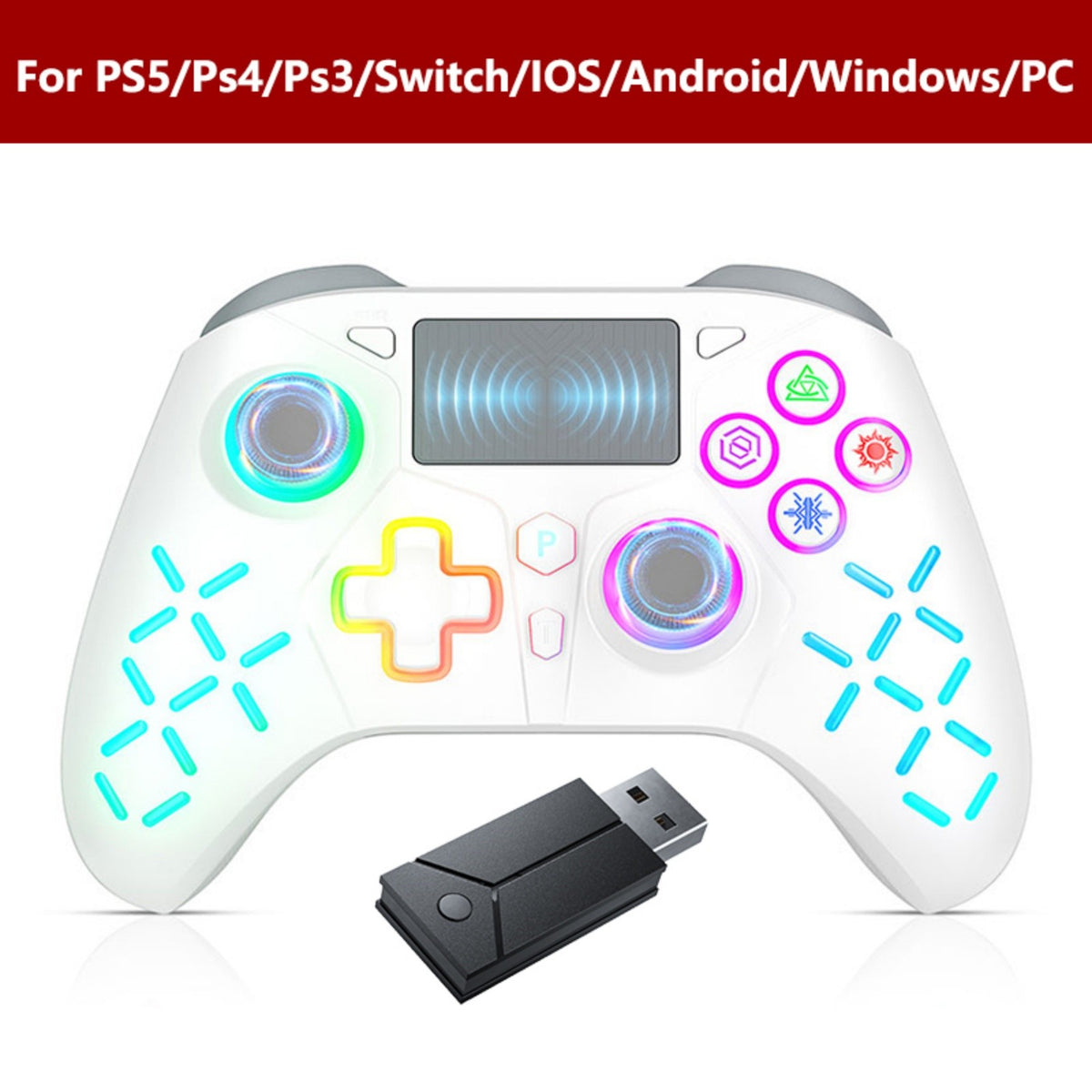 Wireless Controller For PlayStation5/PS5/PS4/PC/iOS/Switch,Game Joystick 6-Axis Gyro,Dual Vibration,Turbo,Remote Control Gamepad