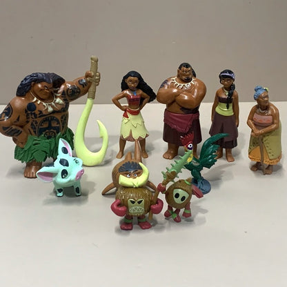 Lot 10pcs/Set  5-8CM Disney Moana Princess Moana Cheif Tui Maui Grandma Tala Pua Pig Rooster Kakamora Action Figures Decoration
