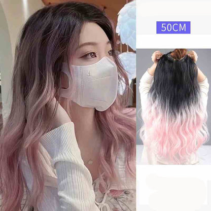 Extensões de Cabelo Sintético em V de uma Peça com 4 Clips Cabelo Liso Longo Peruca Cor 50CM Cabelo Falso Natural