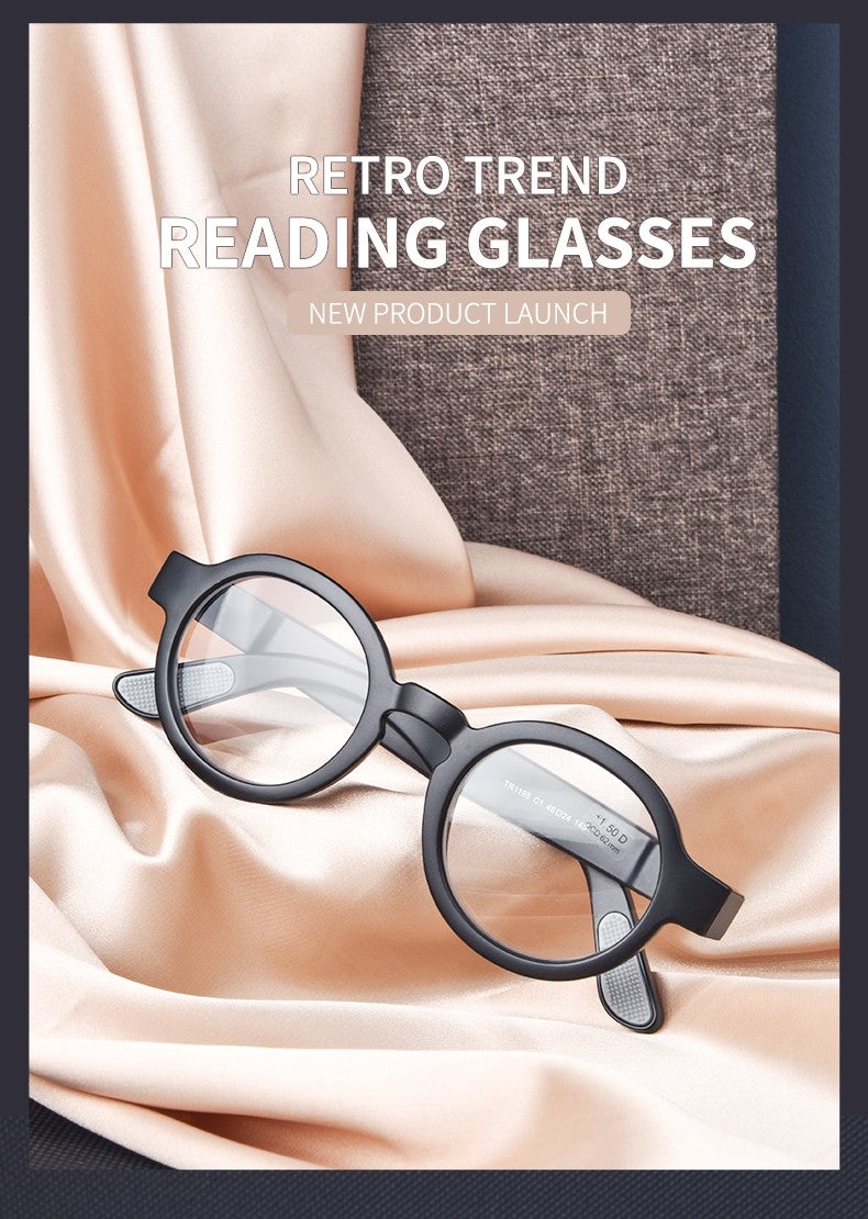 Guanhao Brand Men Reading Glasses Vintage Round Frame Clear Elderly Glasses Thick Frame Large Frame Women's Presbyopia Glasses