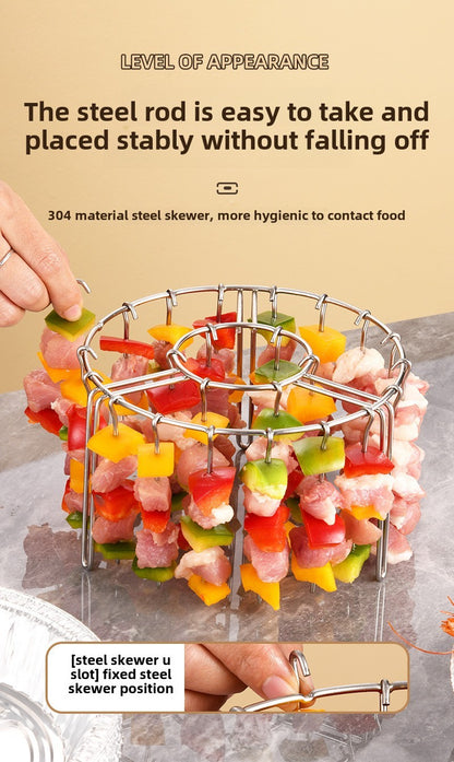 12/24/48 Skewers  Air Fryer Stainless Steel Grill Vertical Skewer Hanging Oven Kebab Rack Kebab Holder Kitchen Gadgets Grill