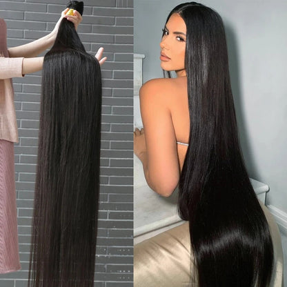 Cabelo Humano Liso de 12-32 Polegadas, 100% Não Processado, Tecer Brasileiro, 3 Pacotes, Extensões de Cabelo Preto Sedoso, Cabelo Cru, Rápido de Tecer