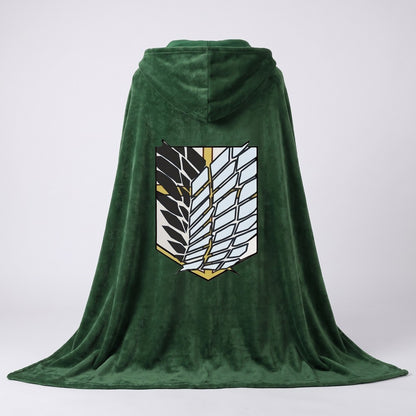 Attack on Titan Hoodie Cloak Anime Shingeki No Kyojin Pajamas Blanket Cloak Levi Cosplay Flannel Shawl Blanket Comfy Homewear