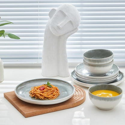 Ceramic Dinnerware Sets for 6, 18 Pieces Stoneware Plates and Bowls Sets, Chip and Stain Resistant Modern Dishes, Dishwasher & M