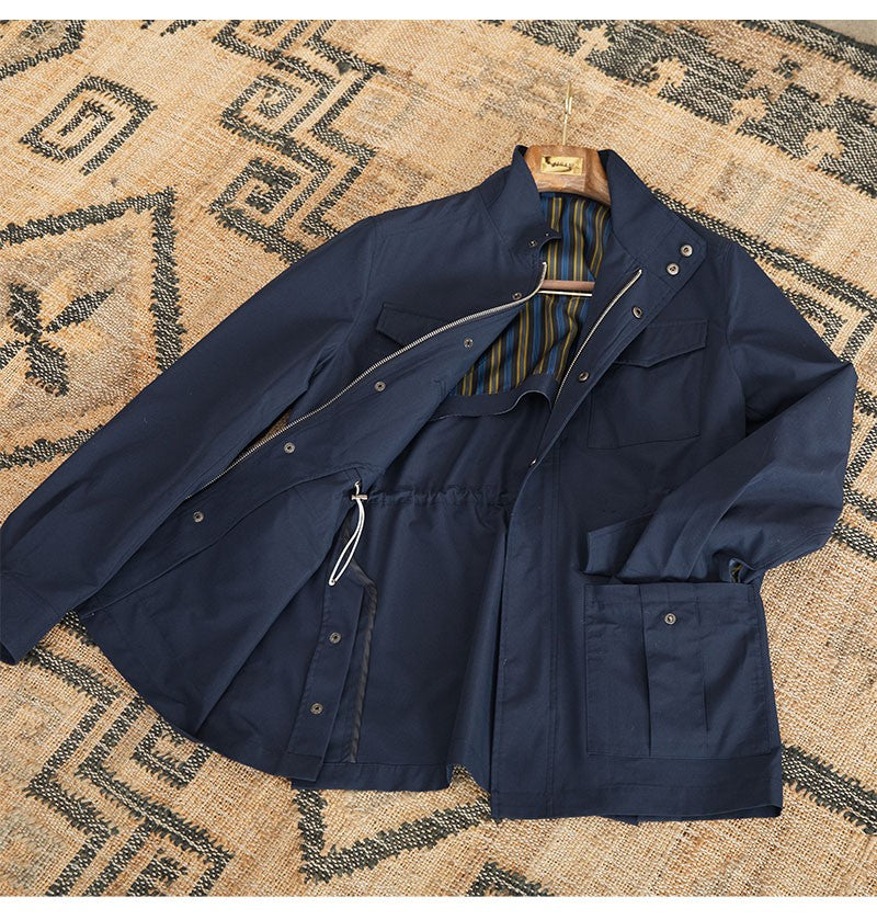 Three Spring and Summer Light Vertical Collar Waist Half Hanging M65 British Jacket Men's Retro Hunting Wear Waterproof Jacket
