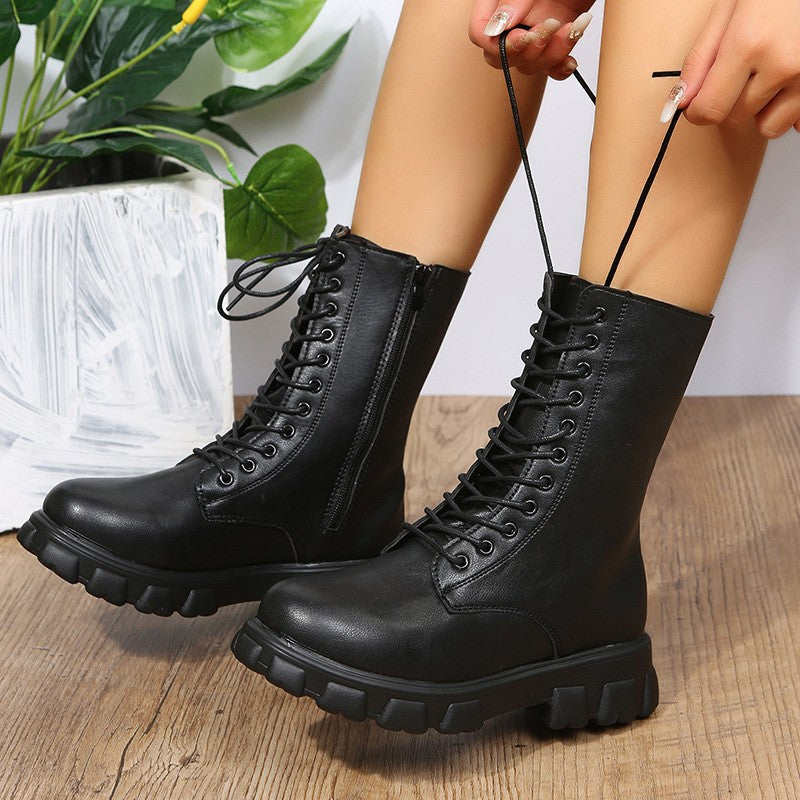 Autumn winter plus size new shoes Women Fashion Laceup Boots Chelsea Zipper Ladies  Sports Casual Heel  platform