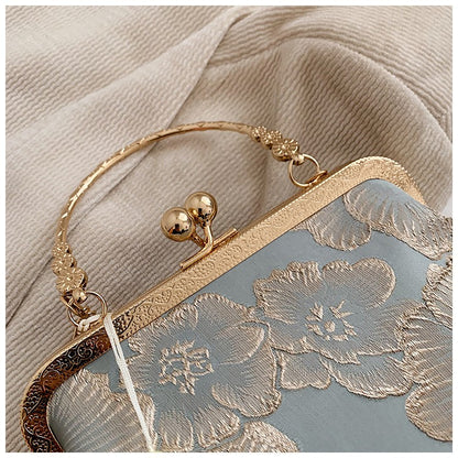 Chinese Style Embroidered Shoulder Bag Elegant Handbag Retro Small Square Bag Wedding Party Luxury Designer Women Evening Clutch