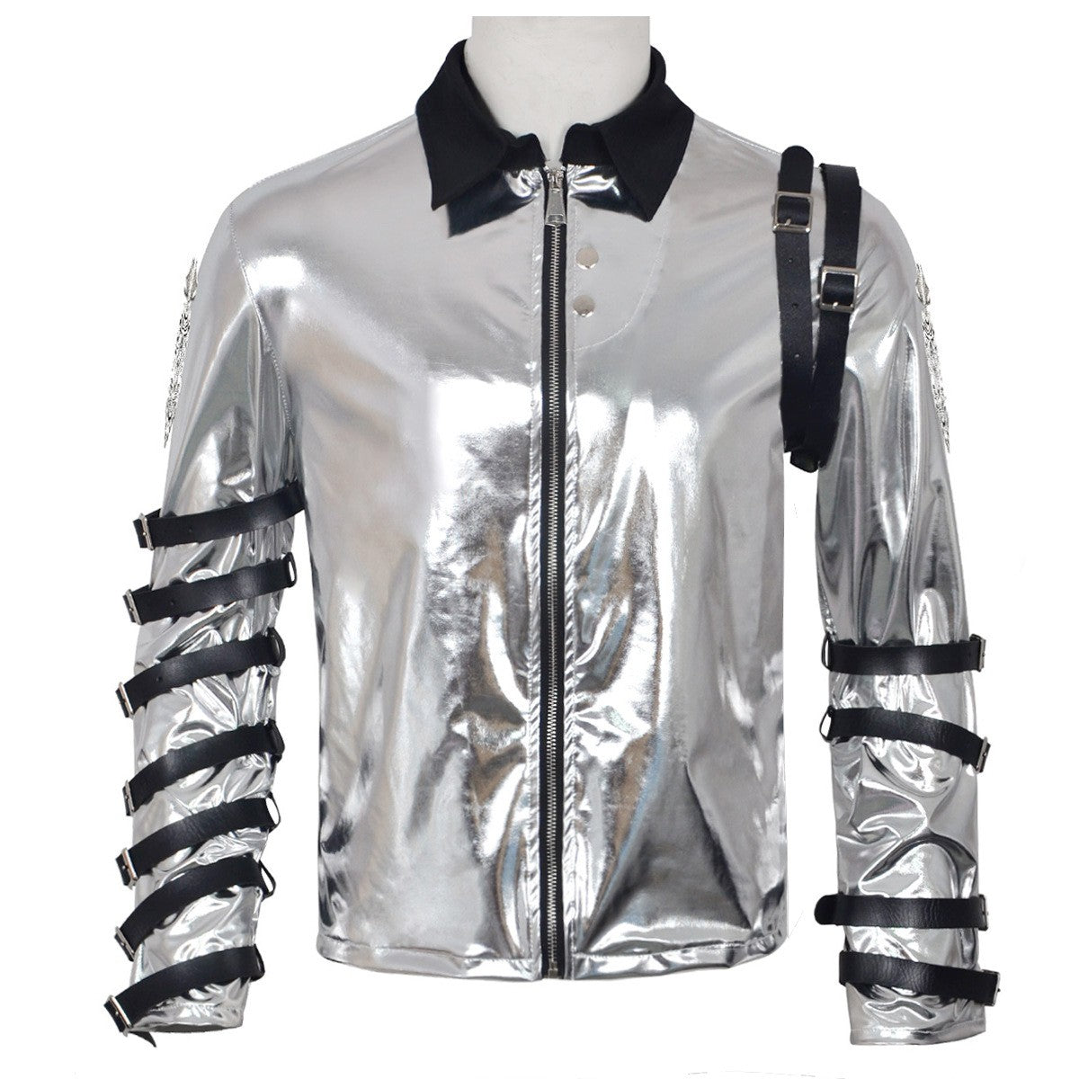 New In Stock: Michael Jackson Bad Era Silver Jumpsuit. Retro Rock Star Stage Performance Bodysuit & Top