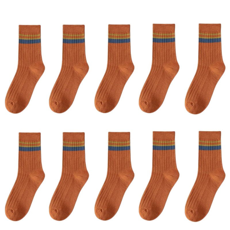 10 Pair Men's Striped Socks Spring Fashion Casual Socks High Quality Harajuku Retro Socks Man