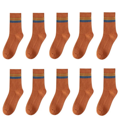 10 Pair Men's Striped Socks Spring Fashion Casual Socks High Quality Harajuku Retro Socks Man