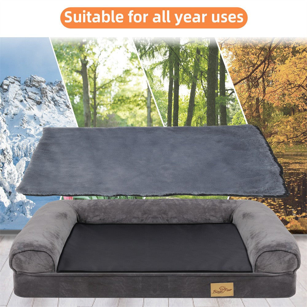 Cama para Cães Calmante Grande XXXL Ortopédica com Espuma de Memória, Sofá-Cama, Capa Impermeável Removível, Tapete de Pelúcia para Cães Pequenos, Médios e Grandes