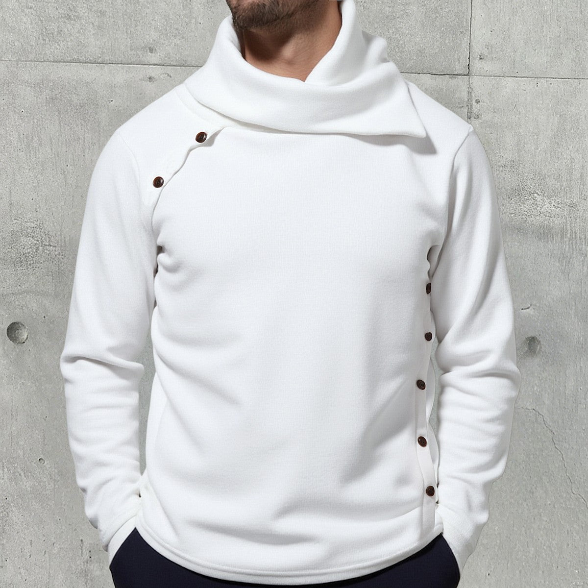 New Winter Men's White Turtleneck Sweater, British-style Black Pullover, Asian Sizes M-4XL. Gray Sweaters