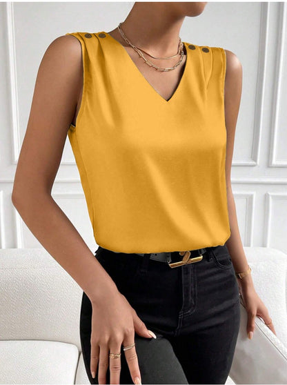 Solid Casual Loose Sleeveless Blouses For Women Fashion Summer Women's Oversized Shirts And Blouses Elegant Youth Female Tops