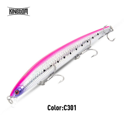 Kingdom Long Casting Fishing Lure 14.5g 19g 29g Floating Slow Sinking Minnow Wobbler Artificial Hard Bait Jerkbaits Seabass Pike