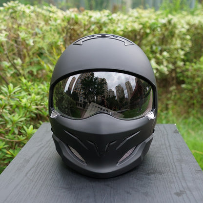 Black Matte Motorcycle Helmet Men Stylish Full Face Winter  Removable Front Face