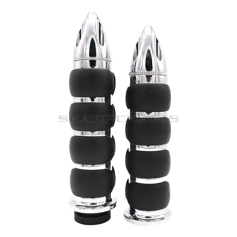 1" 25mm & 7/8'' 22mm Billet Rubber Flame Spike Hand Grips For Harley Honda Kawasaki Suzuki Yamaha  Bikes Cruiser Chopper Custom