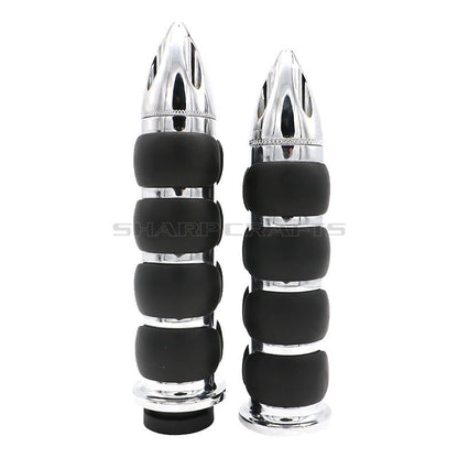 1" 25mm & 7/8'' 22mm Billet Rubber Flame Spike Hand Grips For Harley Honda Kawasaki Suzuki Yamaha  Bikes Cruiser Chopper Custom