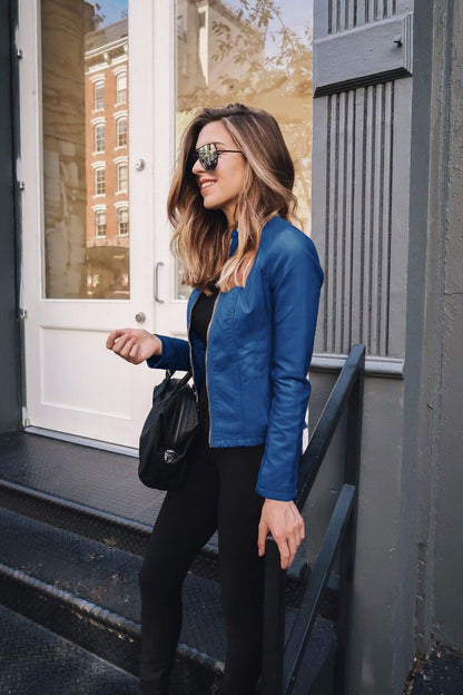 2025 Women Bike Coat PU Leather Outwear Zipper Outfit Autumn Winter Wome Fashion Short Thin Female Jacket