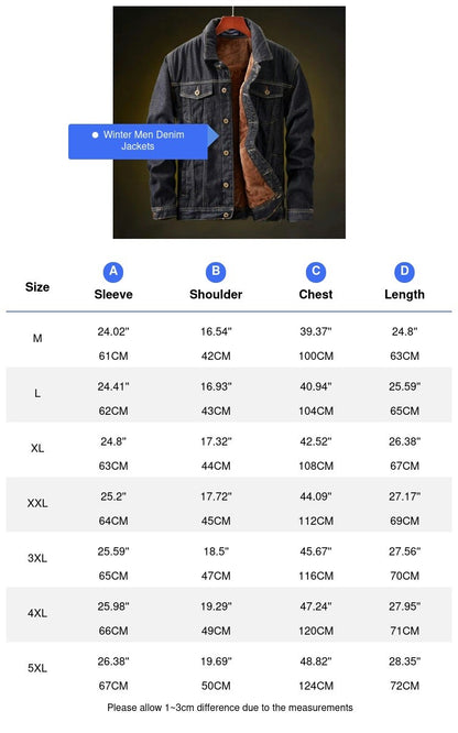 Winter Men's Denim Jackets Fashion Men Retro Streetwear Punk Motorcycle Cowboy Coats Man Lapel Fleece Warm Jean Jacket Clothing