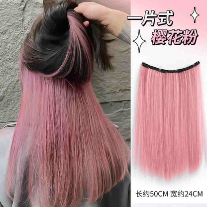 Extensões de Cabelo Sintético em V de uma Peça com 4 Clips Cabelo Liso Longo Peruca Cor 50CM Cabelo Falso Natural