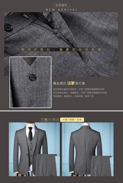 Traje De Hombre Elegante (Blazer+Vest+Pants) Men's Fashion Business Casual Slim Fit Wedding Business Suit Elegant Man Suit 6XL