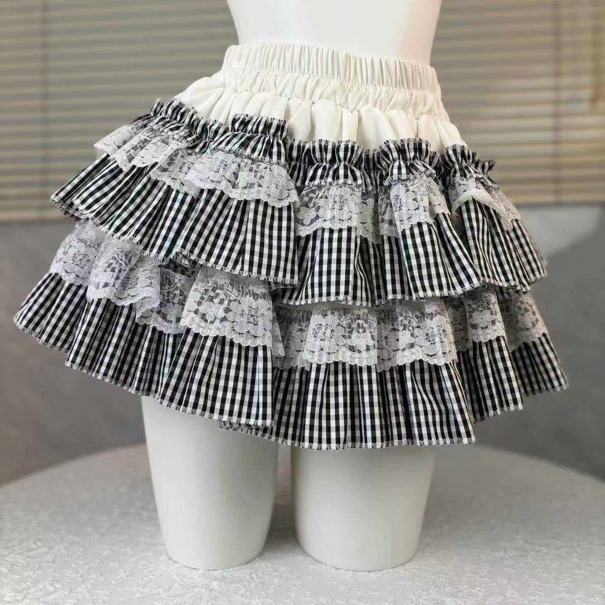 Sweet Kawaii Lolita Style Princess Vintage Cake Skirt Women Cute Lace Ruffles Party Mini Skirts Harajuku Y2k Faldas Mujer