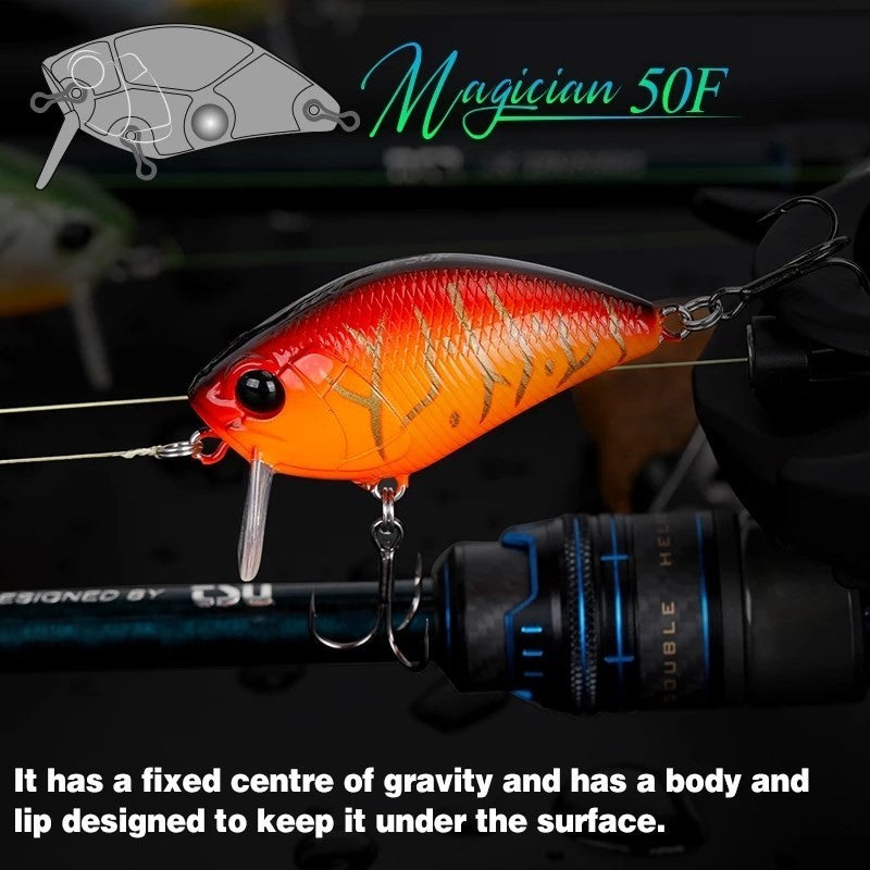 TSURINOYA Magician 50F 8.5g 50mm Crankbait Isca de Pesca de Superfície para Pesca em Água Raso Flutuante Iscas Artificiais para Tucunaré e Black Bass