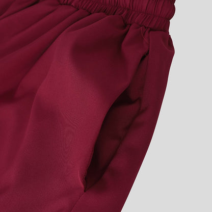 INCERUN Men Irregular Pants Solid Color Drawstring Loose Casual Wide Leg Trousers Men Streetwear 2025 Fashion Male Skirts Pants