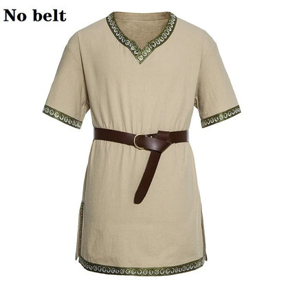 Knight Cosplay Medieval Costume Tunic Halloween Costumes for Men Adult Viking Pirate Disguise Fancy Clothing Carnival Shirts