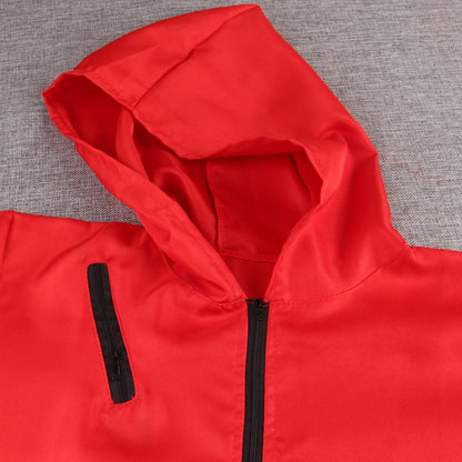 Red game Cosplay jumpsuit, party sportswear set, props, classic costumes, belts, full sets of masks Halloween party workwear
