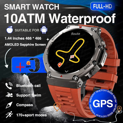 2025 New Military Bluetooth Call Smart Watch Built-in GPS Compass Barometric Altimeter 10ATM Waterproof Sports Smartwatches Men