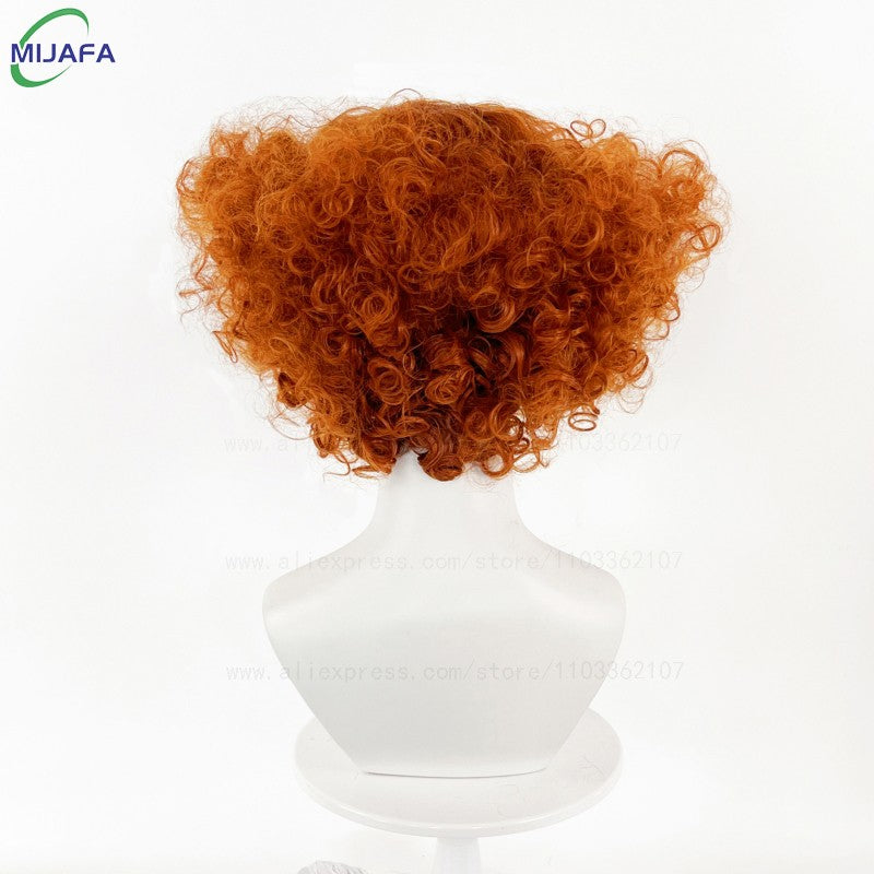 Peruca de Cabelo Curto Cacheado de Alta Qualidade do Chapeleiro Maluco Alice no País das Maravilhas, Laranja, Resistente ao Calor, Sintética, para Anime + Touca de Peruca