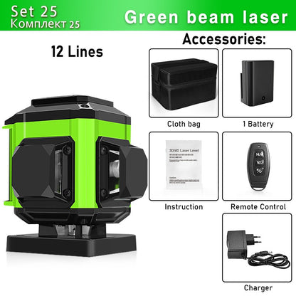 Nível a Laser Clubiona 16/12 Linhas linha verde Autonivelante 360 Horizontal e Vertical Nível a Laser de Feixe Verde Super Potente