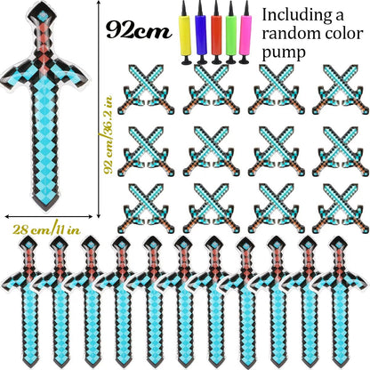 12-72Pcs Inflatable Weapons for Kids Pixel Diamond Swords Inflatable Sword for Theme Party Birthday Halloween Party Cosplay