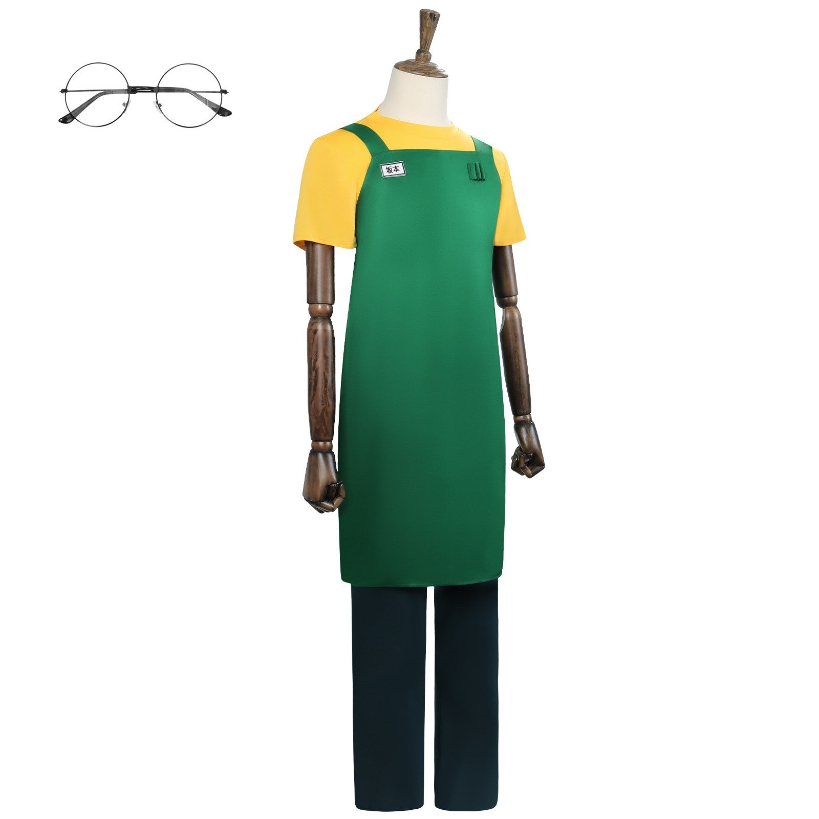 Anime Sakamoto Days Taro Sakamoto Cosplay Costume Yellow Retired T-Shirt Green Apron Glasses Halloween Party Suit For Men